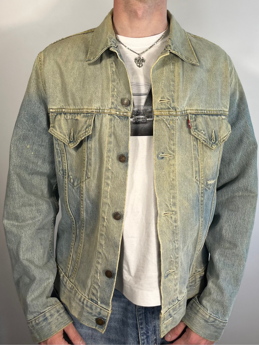 levis washed out light blue/sand trucker jacket 2004 XL