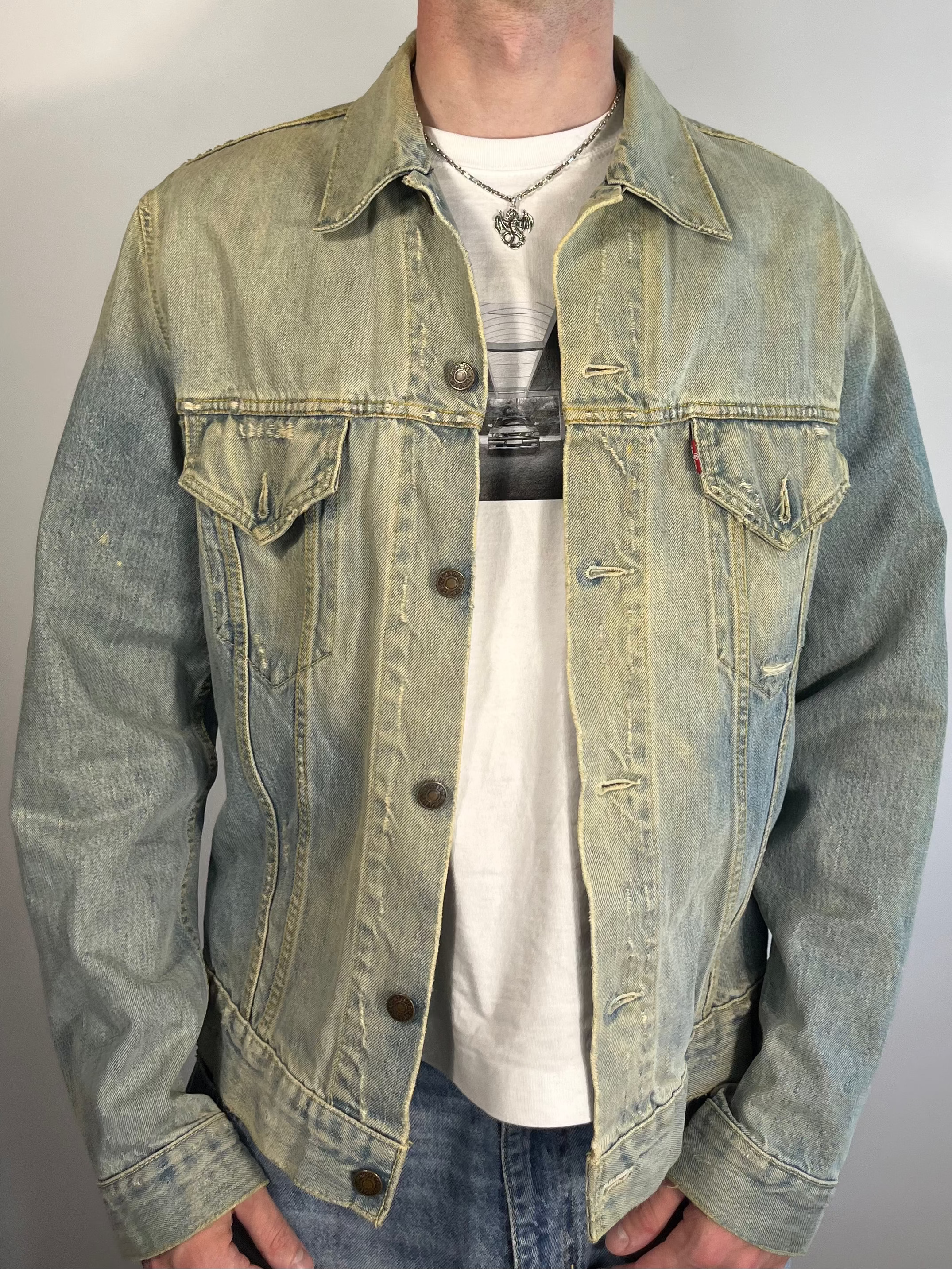 levis washed out light blue/sand trucker jacket 2004 XL