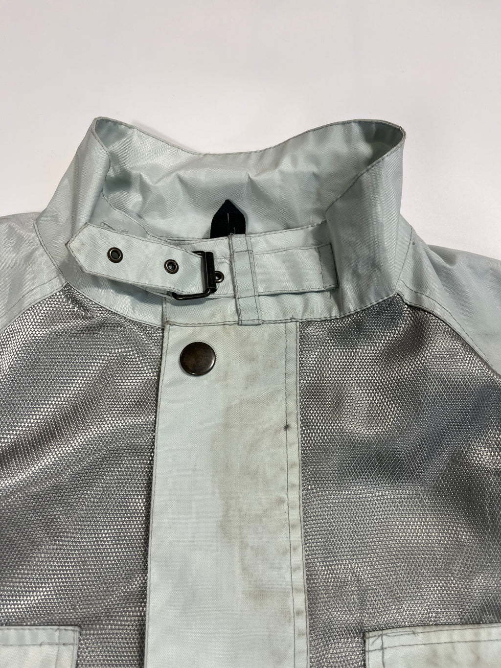 light blue/silver belstaff cropped bikerjacket XL