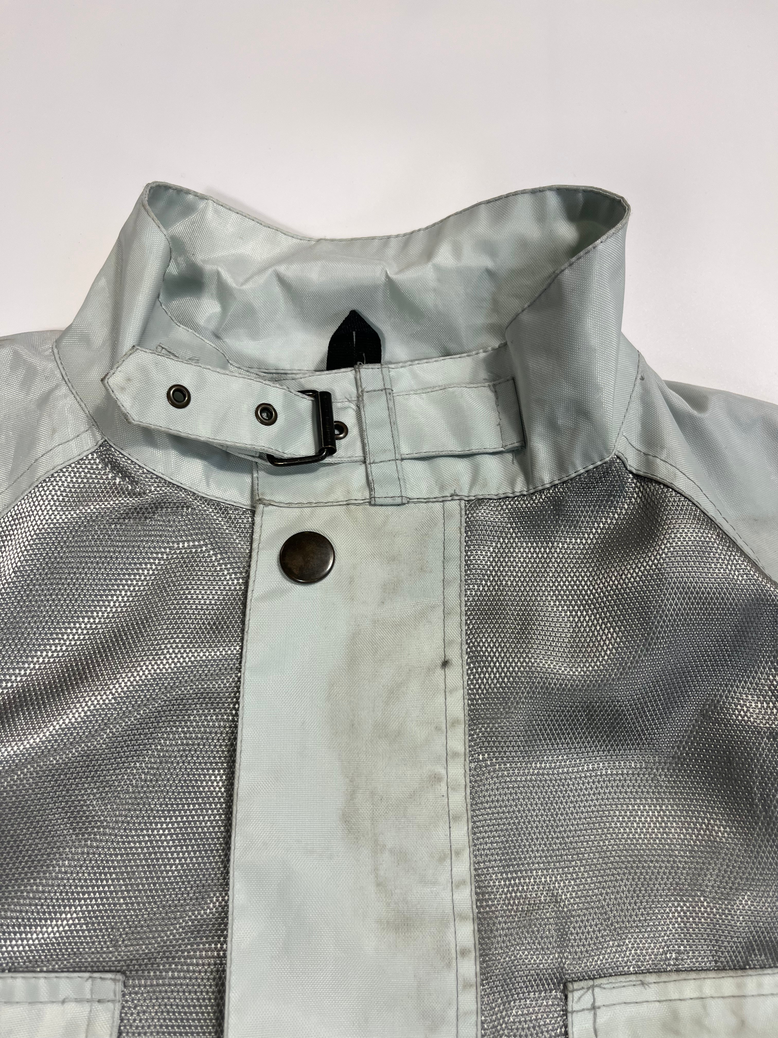 light blue/silver belstaff cropped bikerjacket XL