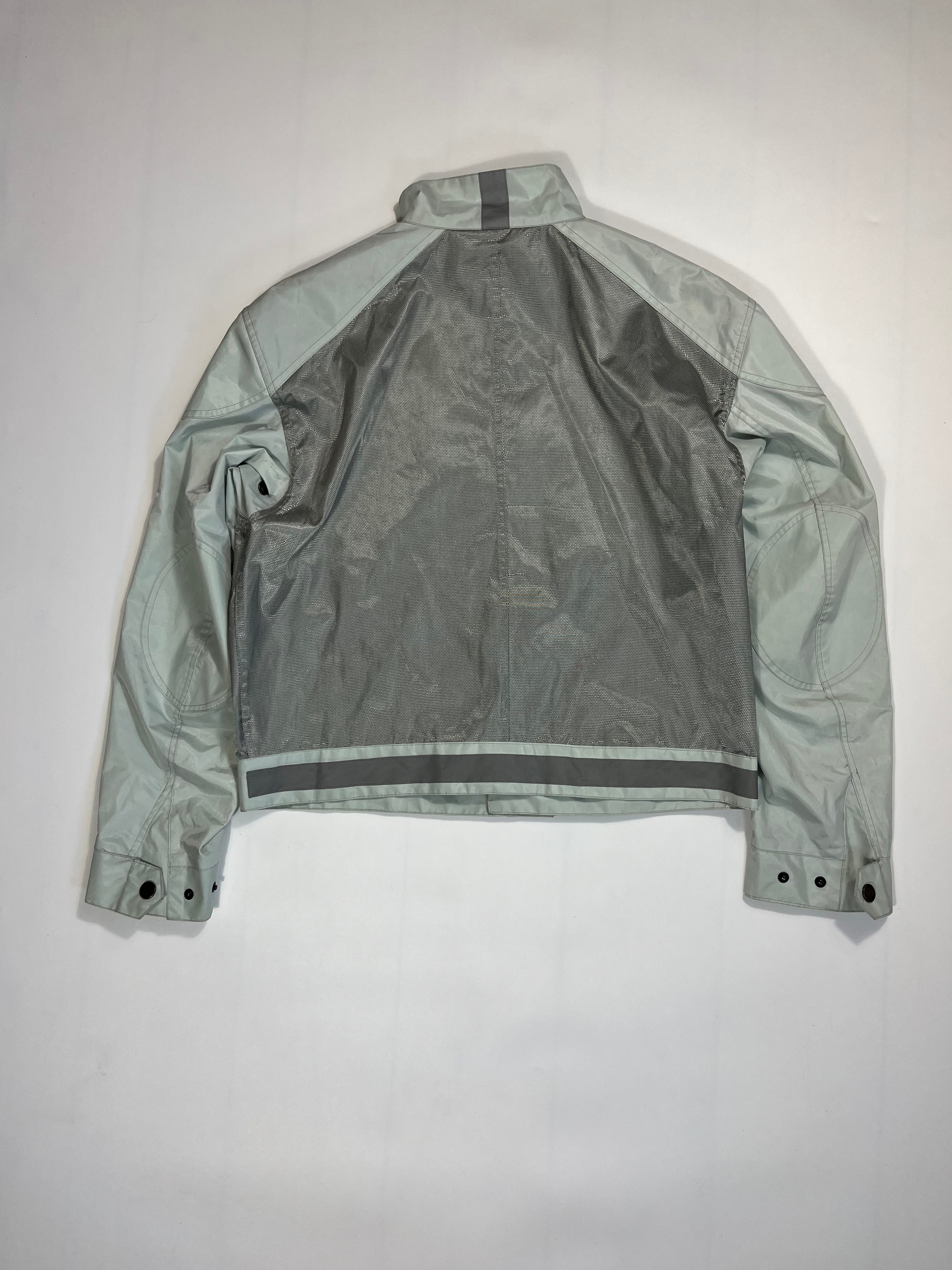 light blue/silver belstaff cropped bikerjacket XL